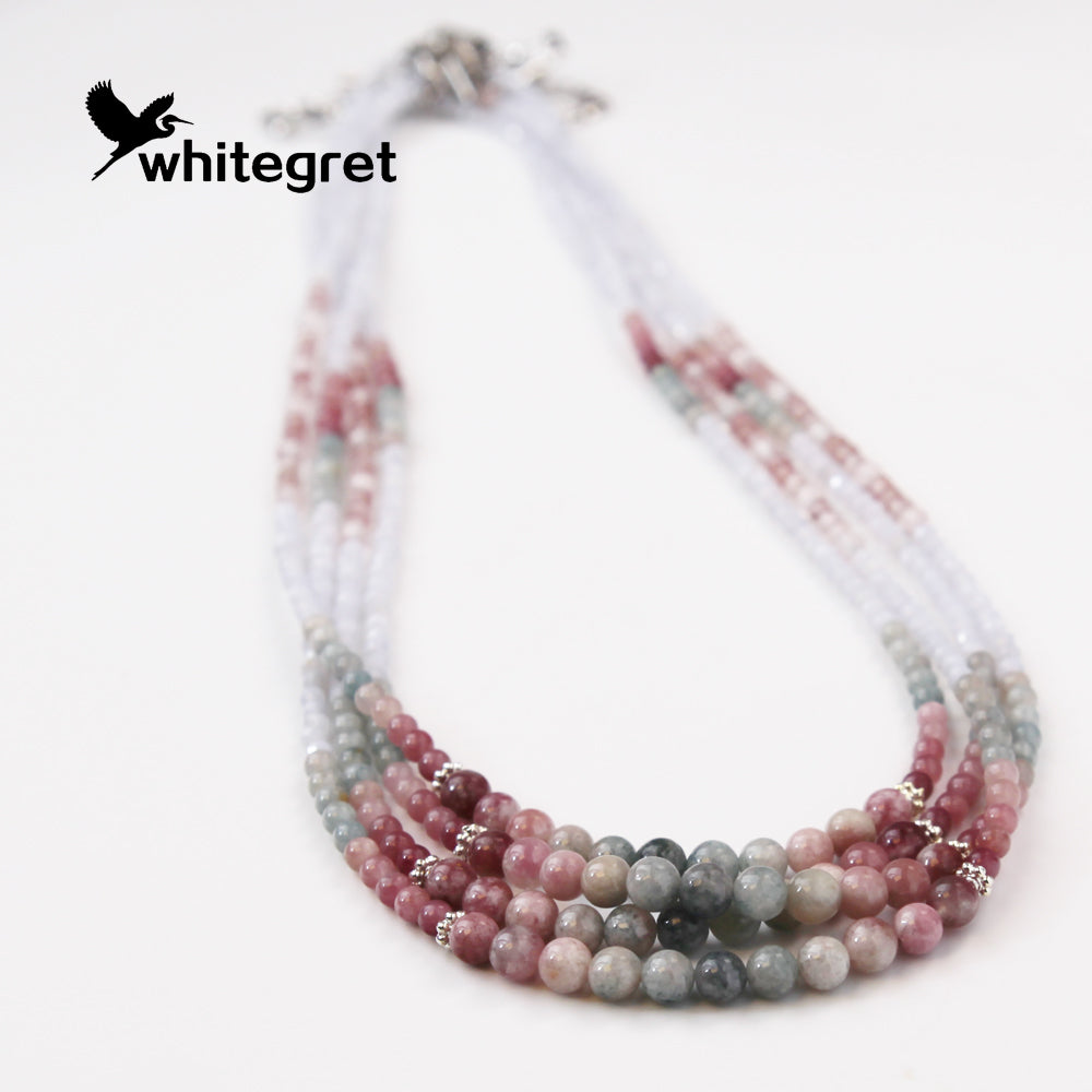 [WG0015] Tourmaline&Angelite Necklace new origial design Colorful handmake diy bracelet valent girl  Birthday Daily Wedding Auspicious Anniversary gifts
