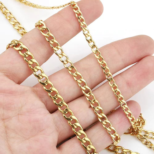 WG1016  1:1 cuban chain-Vacuum Plating Waterproof Stainless steel DIY chain