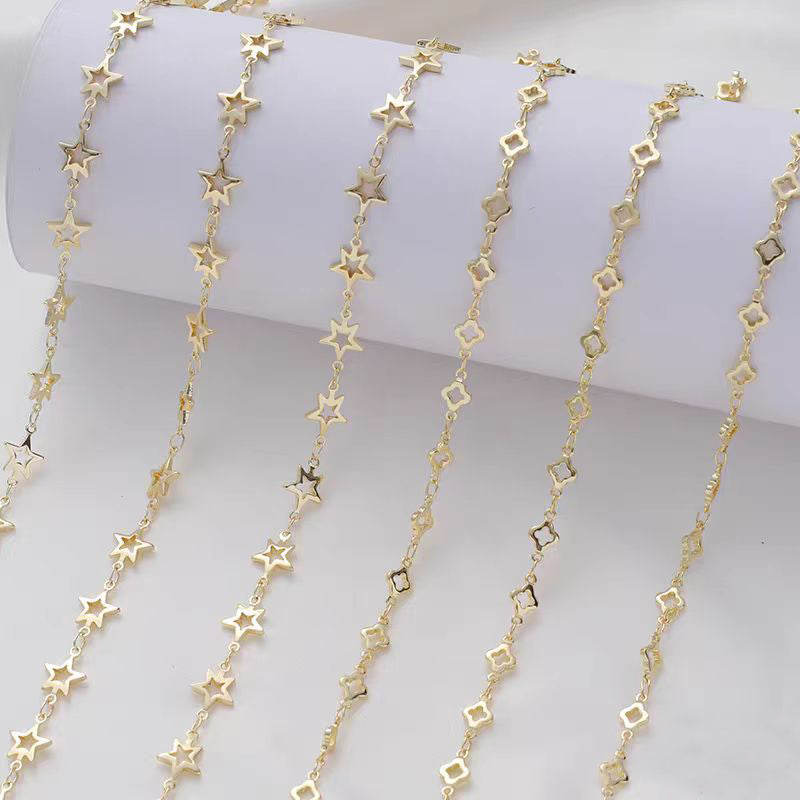 [WG1165] Star and Four leaves Clover Chain-Vacuum Plating Stainless Steel Bulk Chain for DIY
