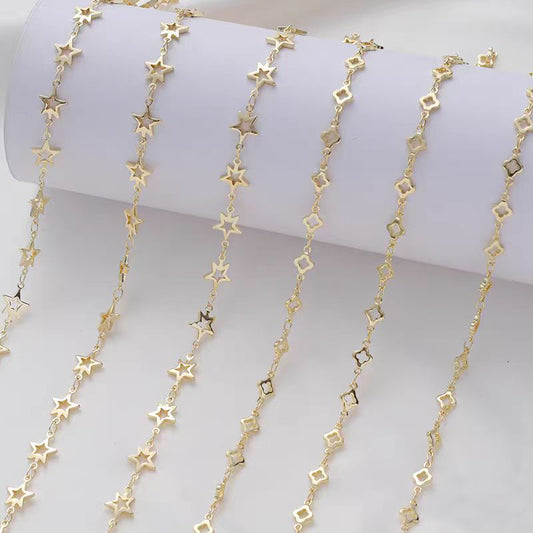 [WG1165] Star and Four leaves Clover Chain-Vacuum Plating Stainless Steel Bulk Chain for DIY