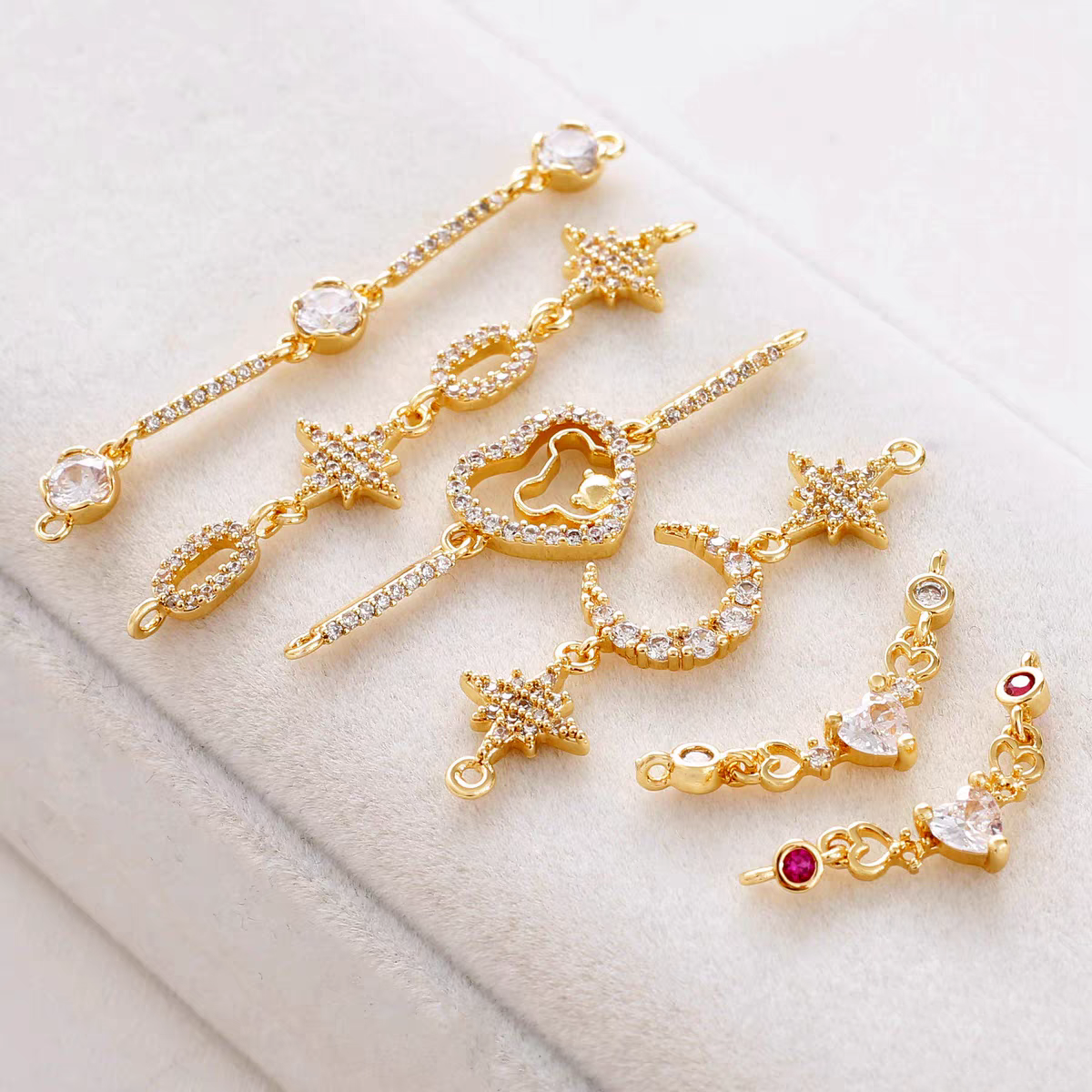 [WG1138] extensional chain charm spacer with zircon in different style for jewelry diy
