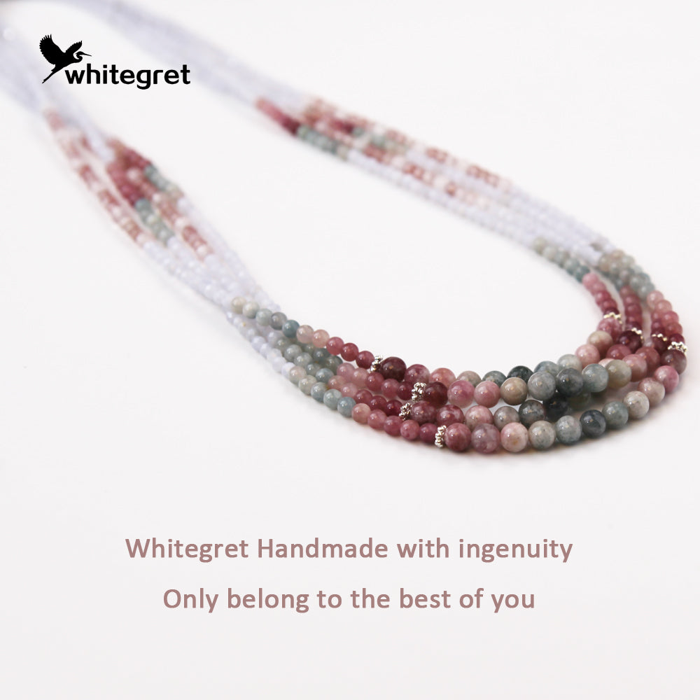 [WG0015] Tourmaline&Angelite Necklace new origial design Colorful handmake diy bracelet valent girl  Birthday Daily Wedding Auspicious Anniversary gifts