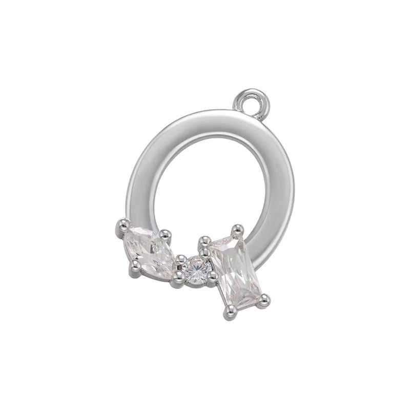 [WG1158] Letter spacer charm pendant with white zircon for jewelry diy