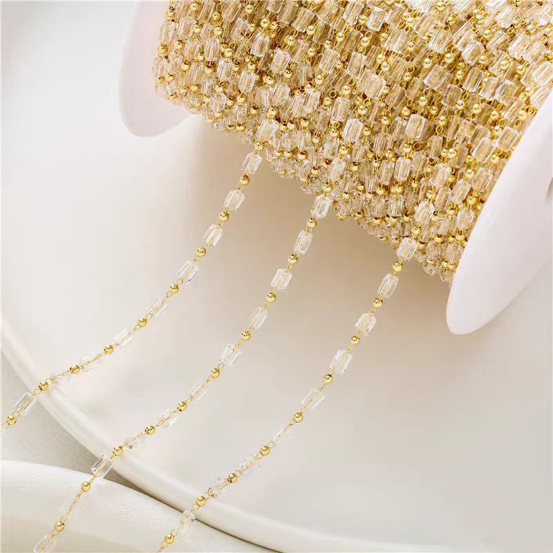 [WG1171] 1M Square Tube Crystal Chain for Jewelry diy