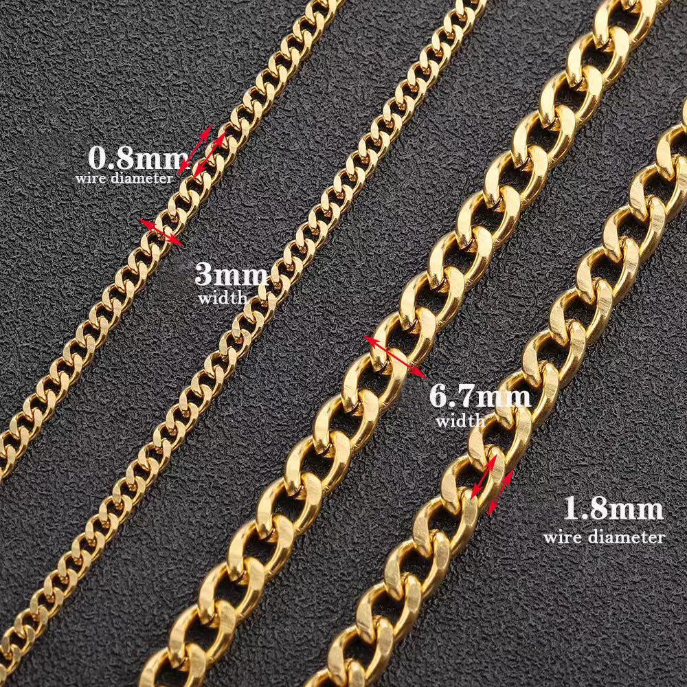 WG1019  Titanium steel Cuban chain- Vacuum Plating stainless steel diy chain
