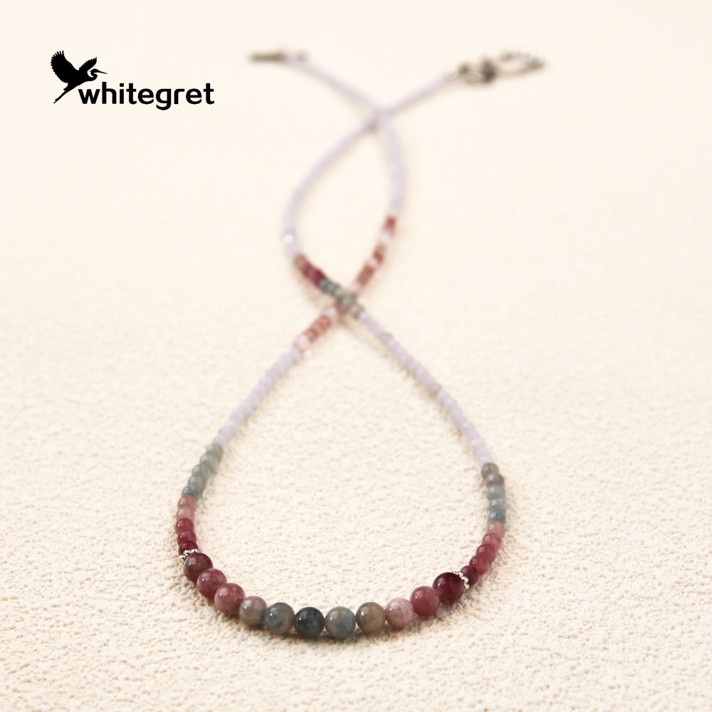 [WG0015] Tourmaline&Angelite Necklace new origial design Colorful handmake diy bracelet valent girl  Birthday Daily Wedding Auspicious Anniversary gifts