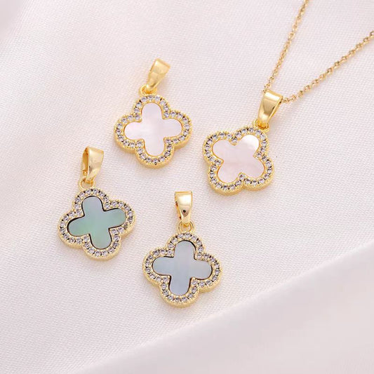 [WG1215] 14k Four Leaf Pendant & Charm