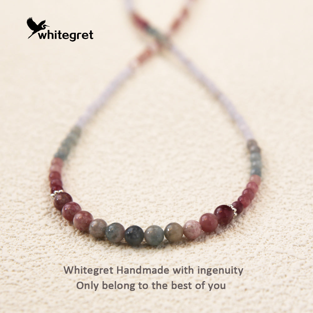 [WG0015] Tourmaline&Angelite Necklace new origial design Colorful handmake diy bracelet valent girl  Birthday Daily Wedding Auspicious Anniversary gifts