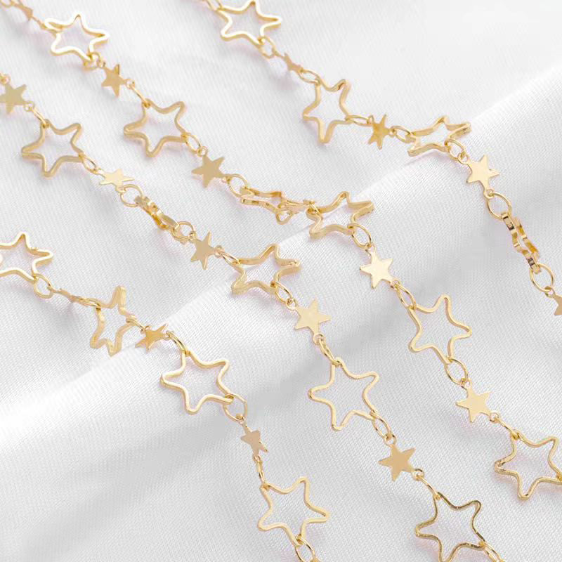 [WG1143] 1M  Star Chain with 14k gold plated-Vacuum Plating waterproof Jewelry DIY Chain