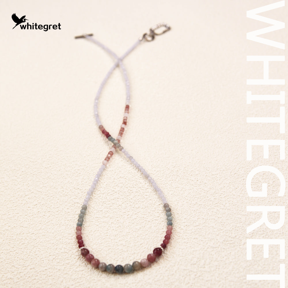 [WG0015] Tourmaline&Angelite Necklace new origial design Colorful handmake diy bracelet valent girl  Birthday Daily Wedding Auspicious Anniversary gifts