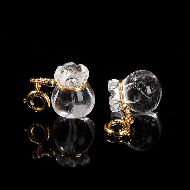 WG1074   Natural Clear Quartz Lucky Bag Pendant-Charms