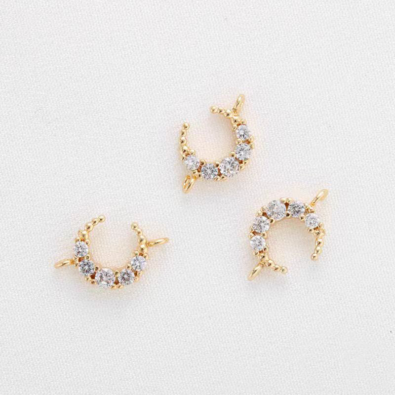 [WG1152] 1pcs Moon spacer charm pendant with white zircon