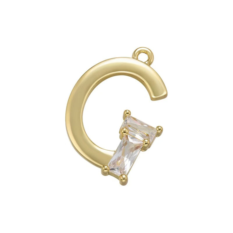 [WG1158] Letter spacer charm pendant with white zircon for jewelry diy