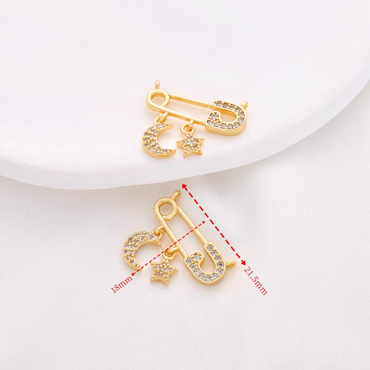 [WG1133] pin heart spacer jewelry charms with two hoops