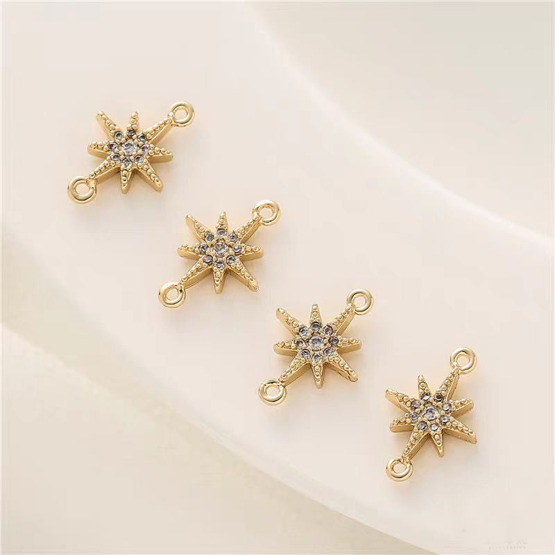 [WG1151] 1pcs/pack Star spacer connecter charm  with white zircon for jewelry diy
