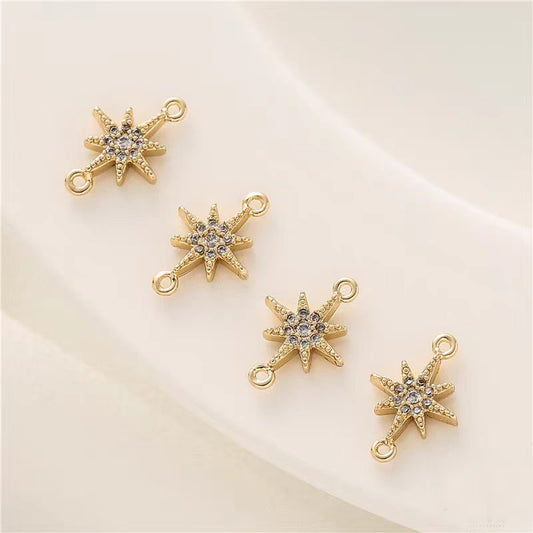 [WG1151] 1pcs/pack Star spacer connecter charm  with white zircon for jewelry diy