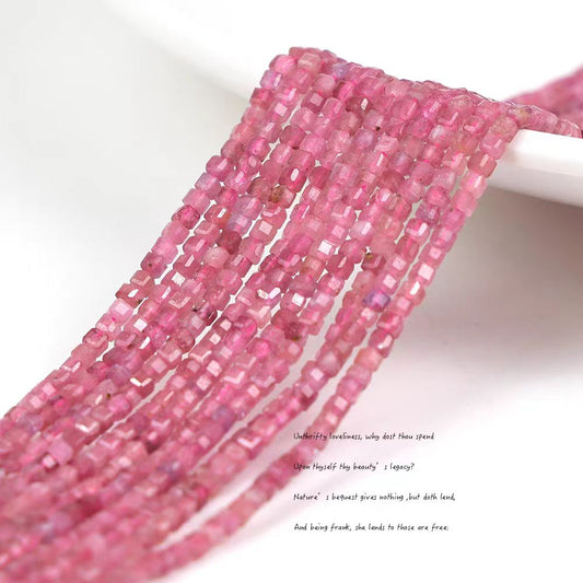 [WG1109] 2*2mm Natural Pink Toumaline Square shap 1 string for Jewelry diy