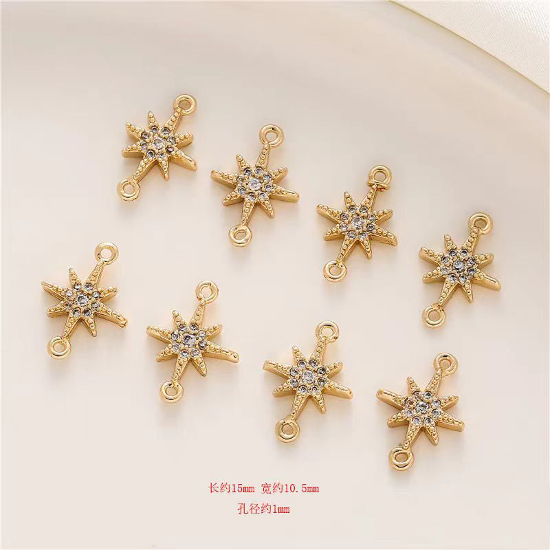 [WG1151] 1pcs/pack Star spacer connecter charm  with white zircon for jewelry diy