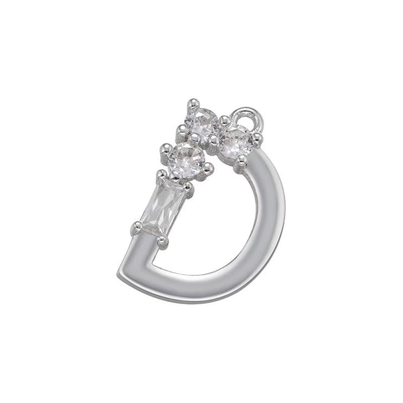 [WG1158] Letter spacer charm pendant with white zircon for jewelry diy