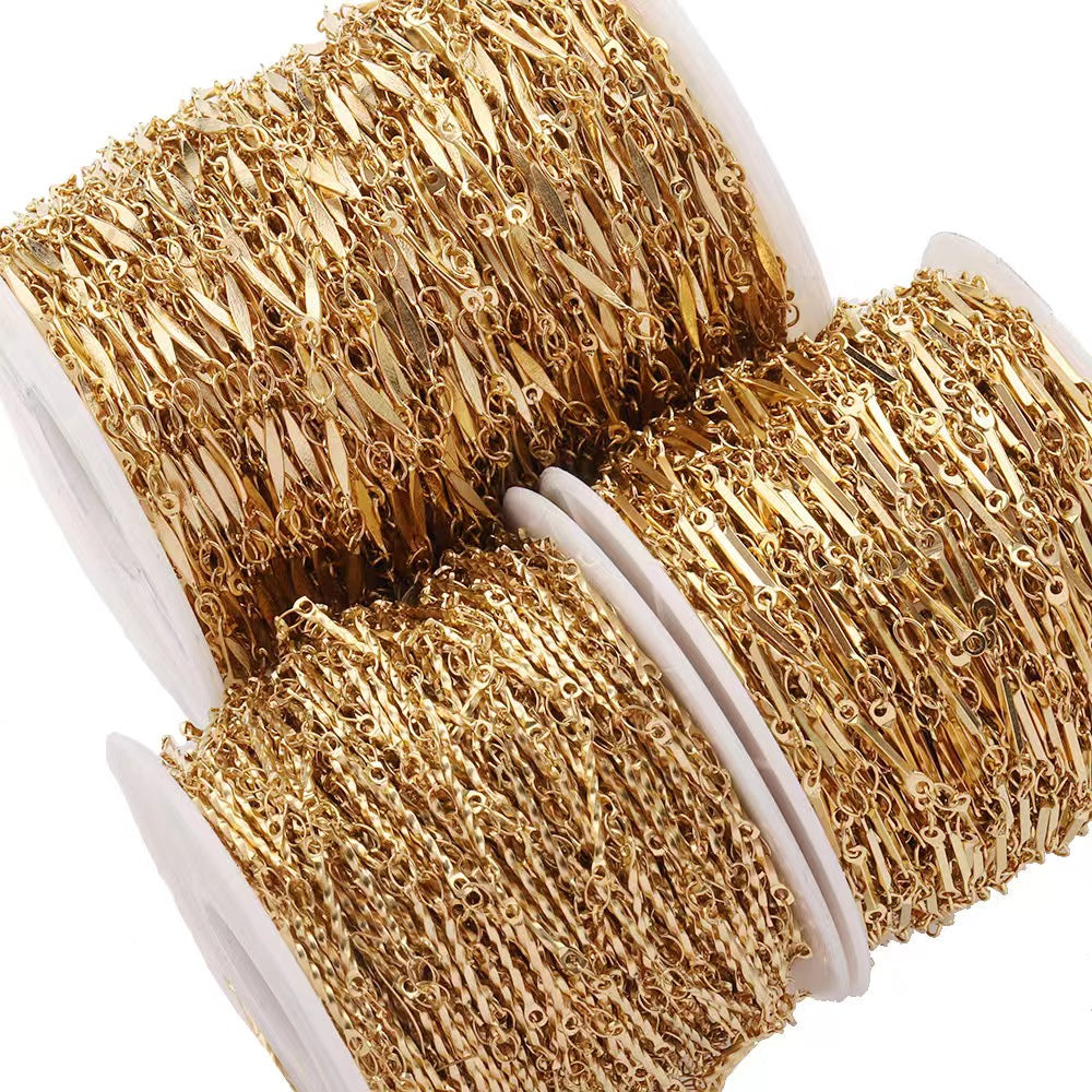 WG1021  four different stick chains-Vacuum Plating Waterproof Stainless steel diy slub chain