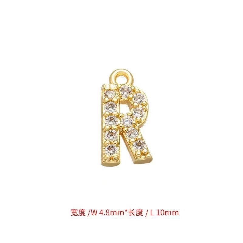 [WG1159] Letter spacer charm pendant with white zircon silver or gold for jewelry diy