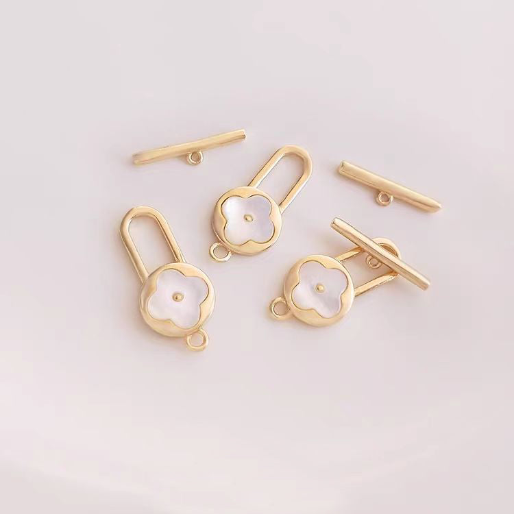 [WG1213] 14K Four leaf Shell OT Clasp for Jewelry diy