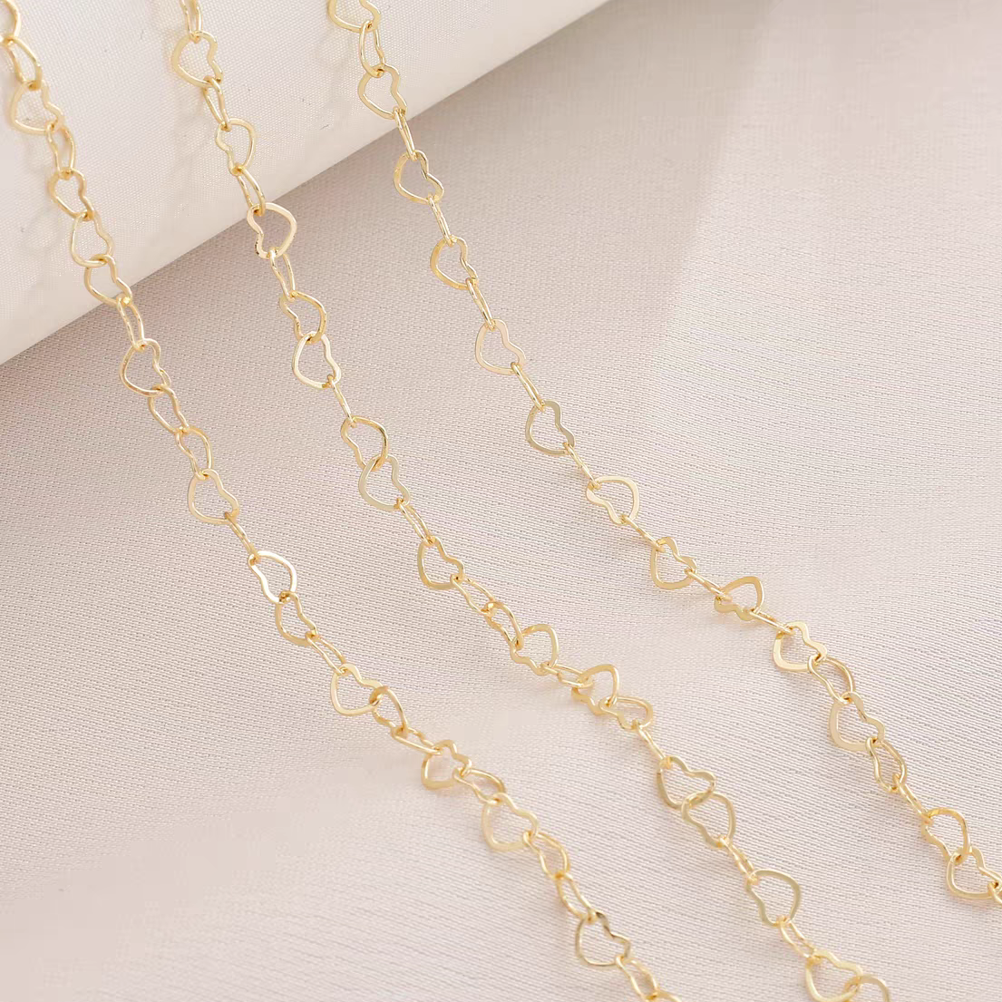 [WG1008] 1M  Heart chain-Vacuum Plating Waterproof Stainless steel DIY chain