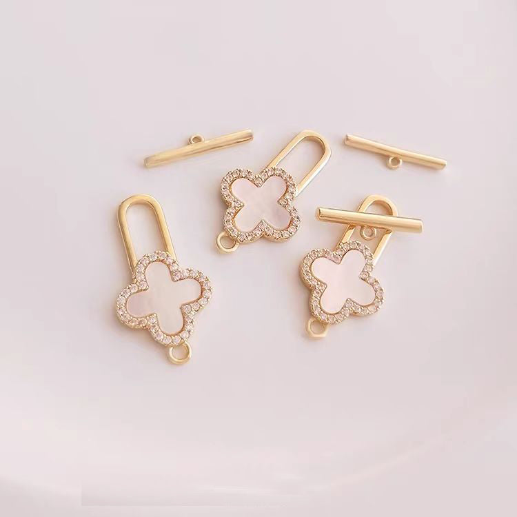 [WG1213] 14K Four leaf Shell OT Clasp for Jewelry diy
