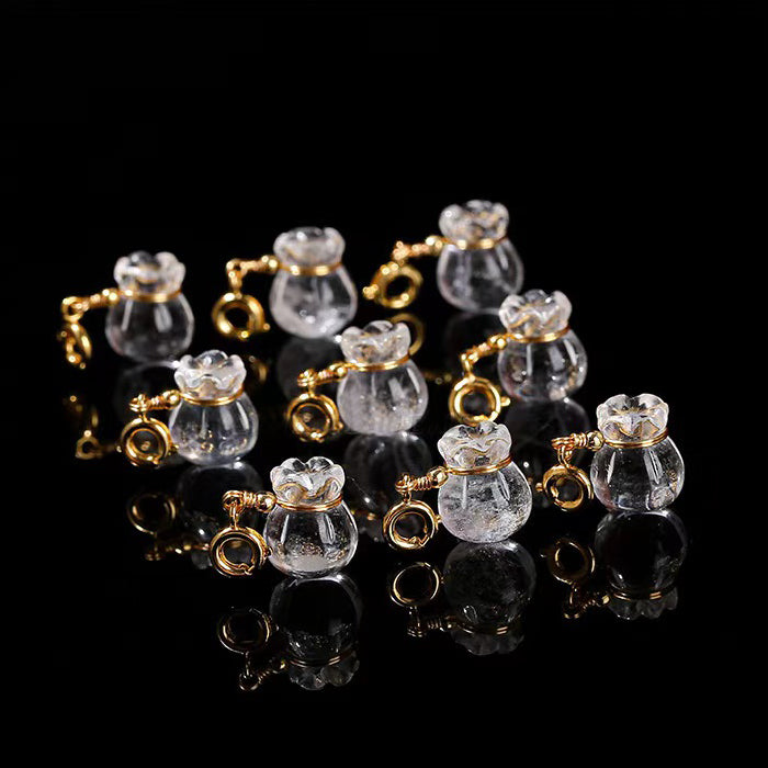 WG1074   Natural Clear Quartz Lucky Bag Pendant-Charms