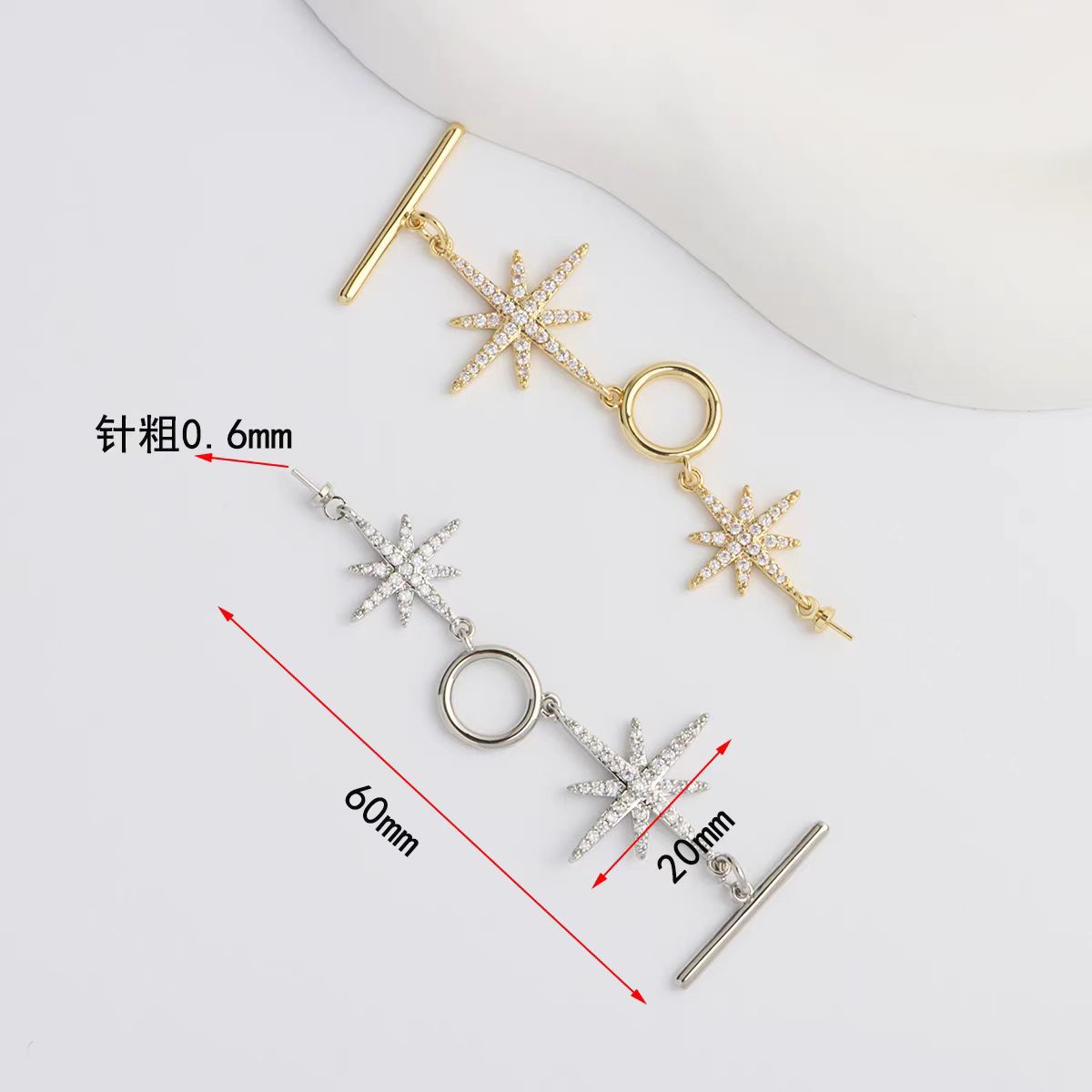 [WG1119]   Snowflakes OT Clasp silver and gold crystal