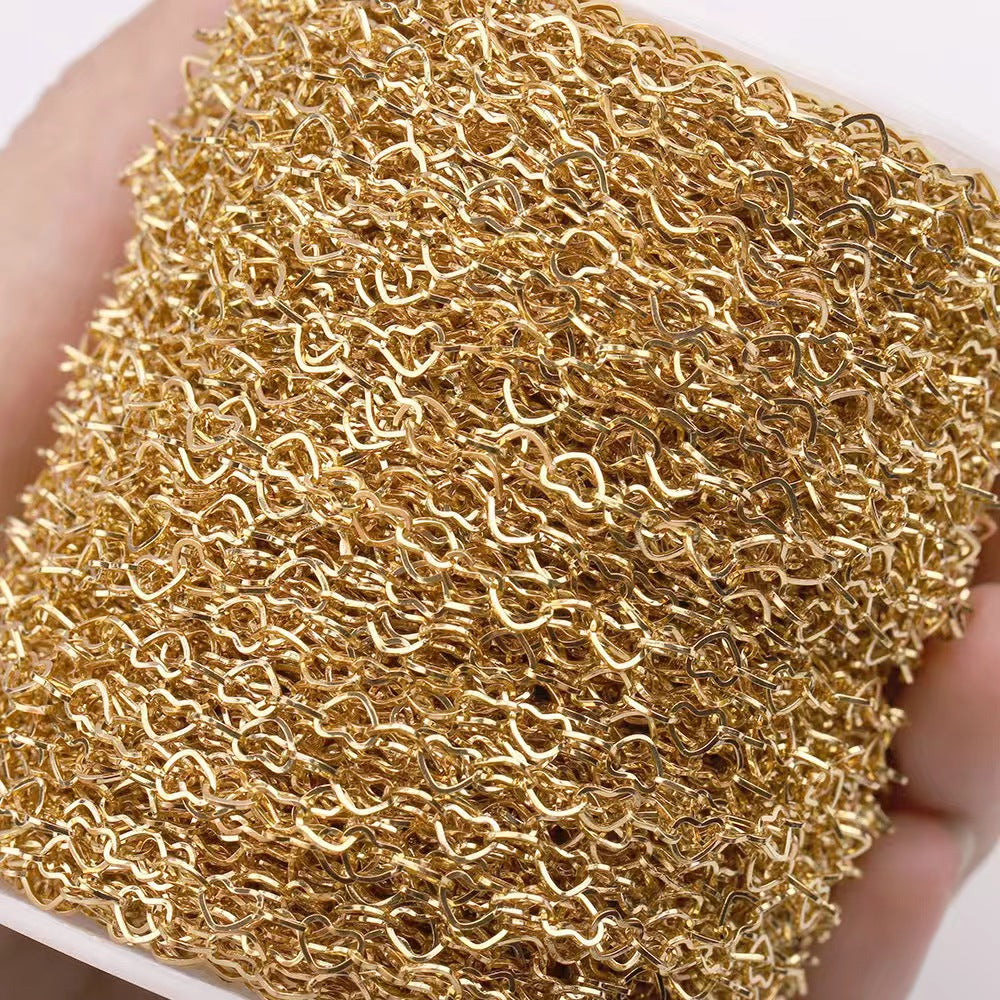 [WG1008] 1M  Heart chain-Vacuum Plating Waterproof Stainless steel DIY chain
