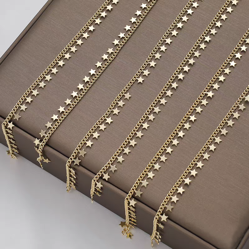 [WG1140] 1M Heart and Star Chain-Vacuum Plating Waterproof Jewelry DIY chain