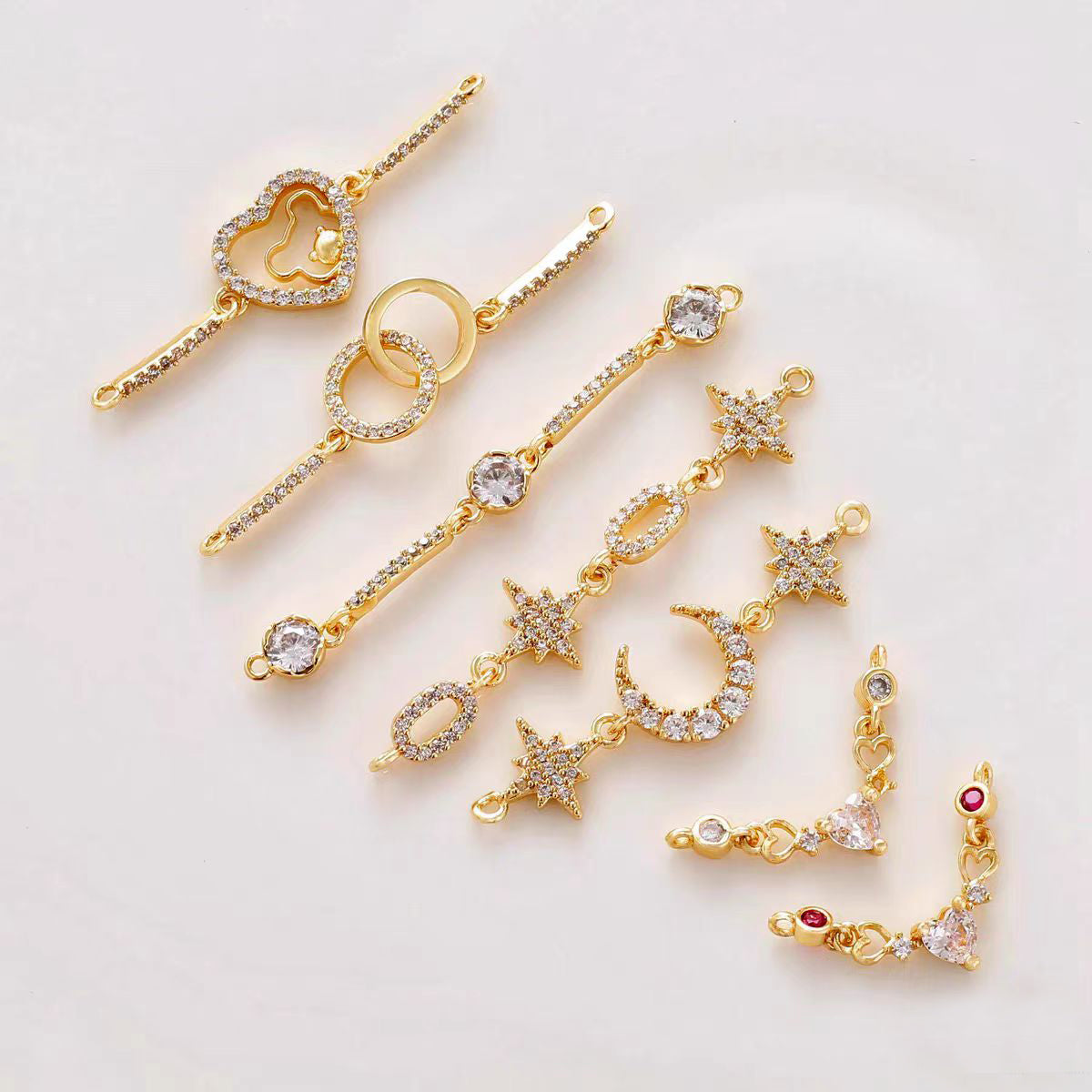 [WG1138] extensional chain charm spacer with zircon in different style for jewelry diy