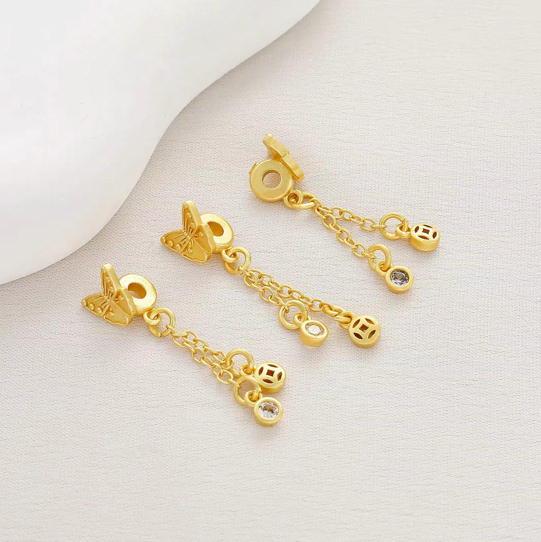 [WG1166] Butterfly & zircon tassels charms spacers for jewelry diy