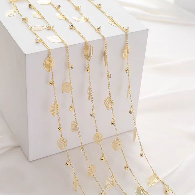 [WG1154] 1M leaves Chain-Vacuum Plating waterproof Jewelry DIY Chain
