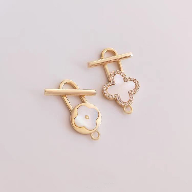 [WG1213] 14K Four leaf Shell OT Clasp for Jewelry diy