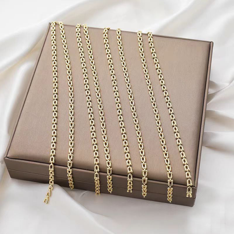 [WG1139] 1M 14k Gold Plated U style Chain-Vacuum Plating Waterproof Jewelry DIY Chain-