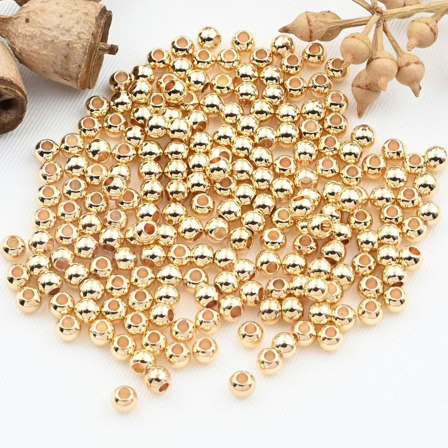 [WG1137] 100pcs/pack Round Spacer Beads-Vacuum Plating Waterproof Stainless steel beads