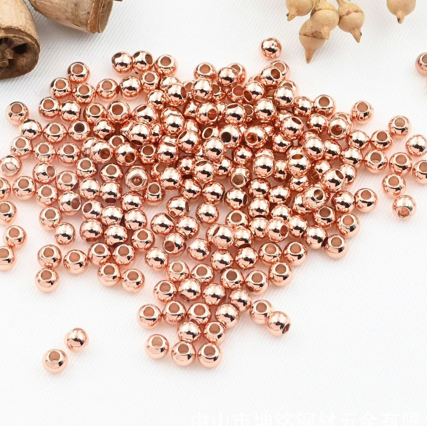 [WG1137] 100pcs/pack Round Spacer Beads-Vacuum Plating Waterproof Stainless steel beads