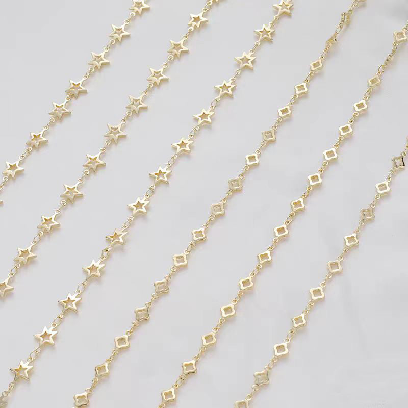 [WG1165] Star and Four leaves Clover Chain-Vacuum Plating Stainless Steel Bulk Chain for DIY