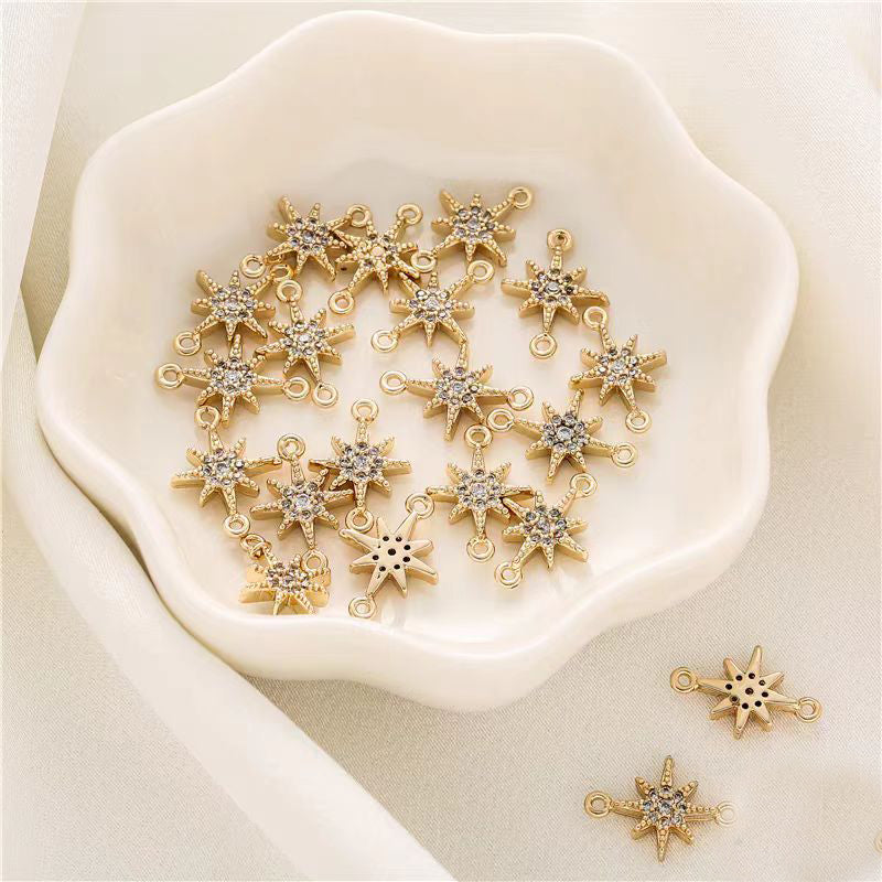 [WG1151] 1pcs/pack Star spacer connecter charm  with white zircon for jewelry diy