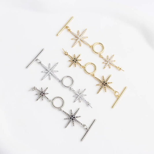 [WG1119]   Snowflakes OT Clasp silver and gold crystal