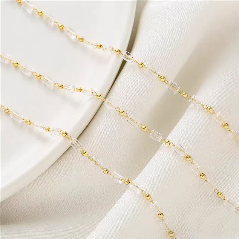 [WG1171] 1M Square Tube Crystal Chain for Jewelry diy