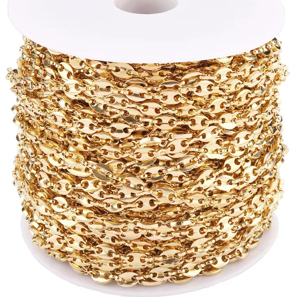 WG1013  Coffee bean chain-Vacuum Plating Waterproof Stainless steel diy chain