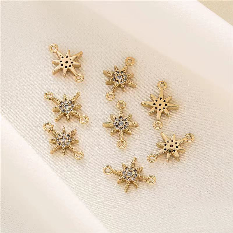 [WG1151] 1pcs/pack Star spacer connecter charm  with white zircon for jewelry diy