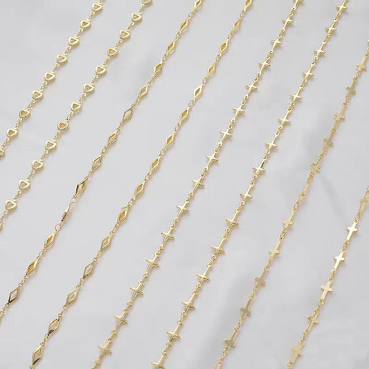 [WG1179] 1M cross chain & cross star chain & skeleton heart & skeleton diamond chain for jewelry diy