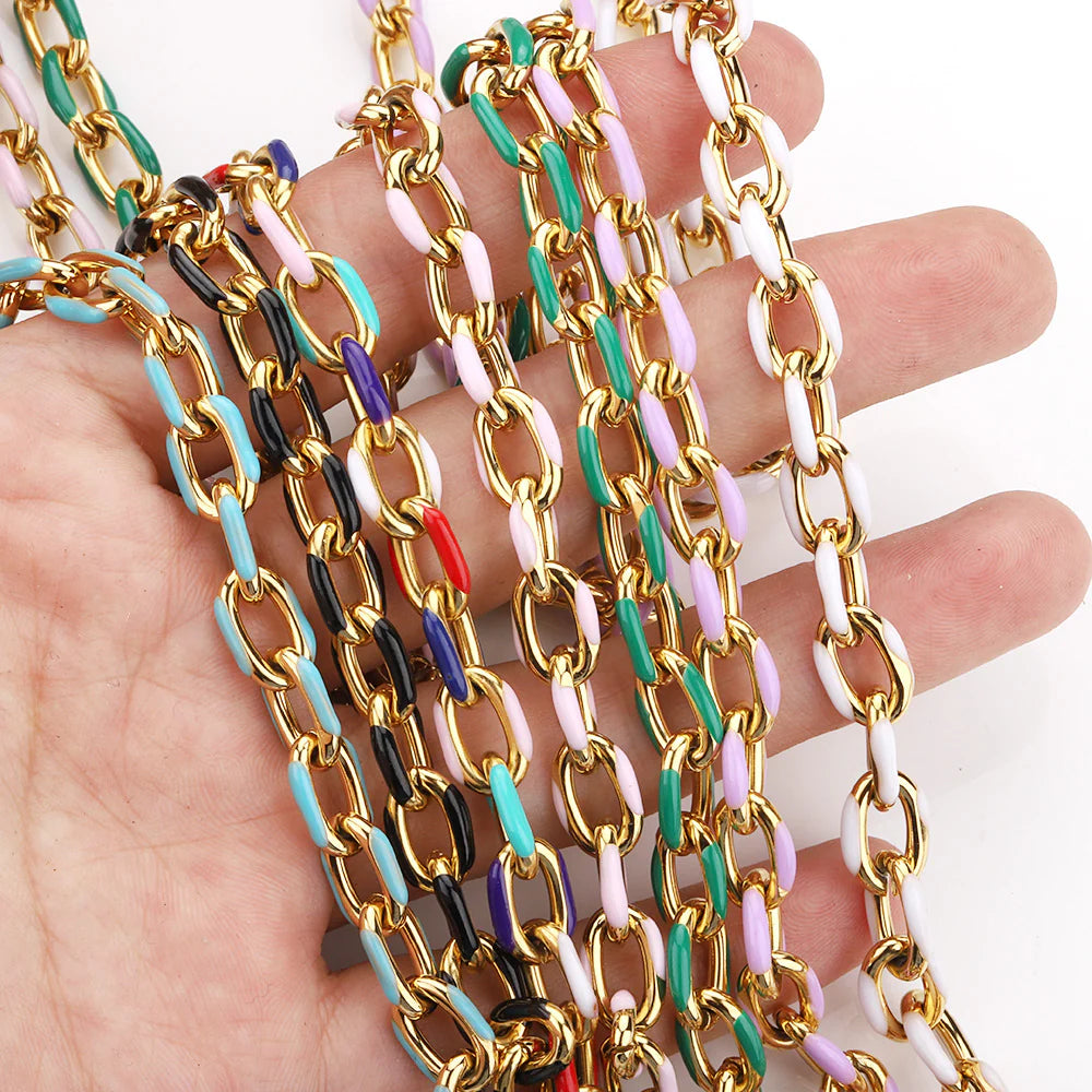 WG1059  Enamel Thick Chain-Stainless Steel Waterproof diy chain