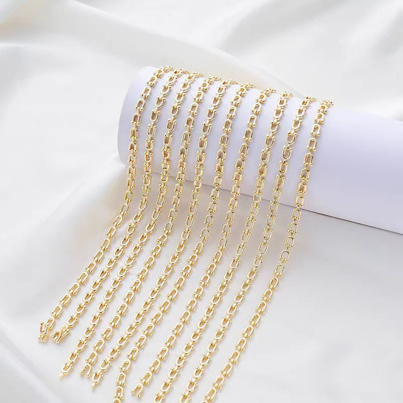 [WG1139] 1M 14k Gold Plated U style Chain-Vacuum Plating Waterproof Jewelry DIY Chain-