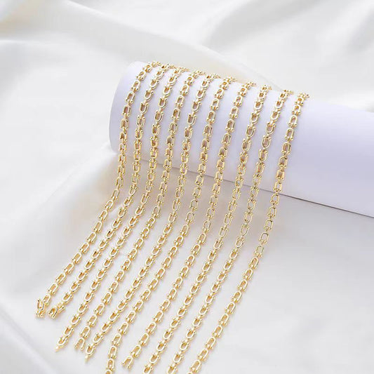 [WG1139] 1M 14k Gold Plated U style Chain-Vacuum Plating Waterproof Jewelry DIY Chain-