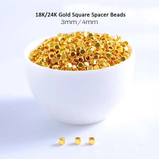 [WG1199] 100pcs 18K/24K Square Spacer Beads for Jewelry diy